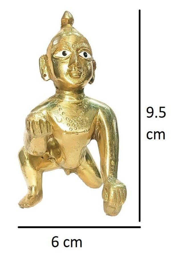 athizay Brass Laddu Gopal Idol - متوفر بالمقاس رقم 2 (8.5 سم)، 3 (9.5 سم)، 4 (10.5 سم)، 5 (13 سم) | بال جوبال مورتي لماندر وجانماشتامي وبوجا (10 سم × 6 سم × 9.5 سم) - Image 2